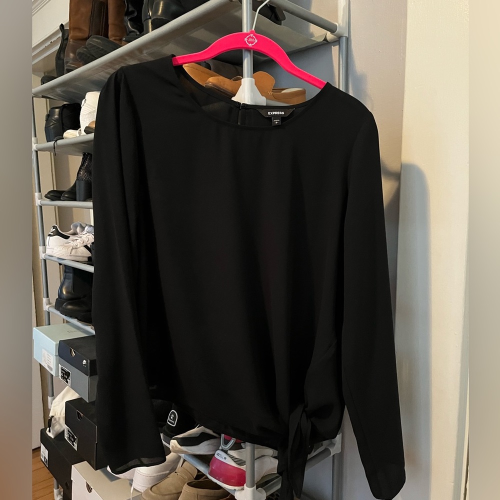 Black chiffon style blouse.